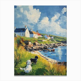 Irish Fishing Village With Dogs 2 Canvas Print