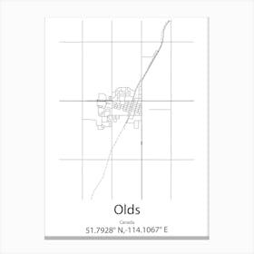 Olds,Canada Minimalist Map Canvas Print