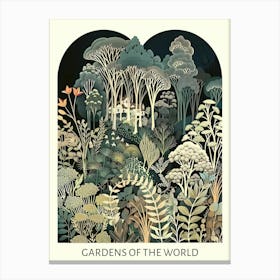 Gardens Of The World 4 Vintage Art Nouveau Botanical  Canvas Print