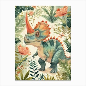 Pastel Watercolour Protoceratops Dinosaur  1 Canvas Print