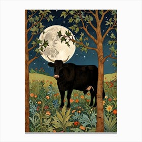 William Morris Cow In The Moonlight Canvas Print