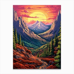 Mountainscape Pixel Art 4 Canvas Print