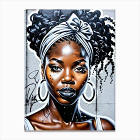 Graffiti Mural Of Beautiful Black Woman 366 Canvas Print