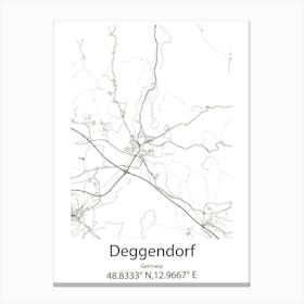 Deggendorf,Germany Minimalist Map Canvas Print