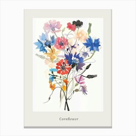 Cornflower 2 Collage Flower Bouquet Poster Canvas Print