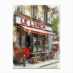 Water Color Vintage Style Cafe French Restaurant Canvas Print