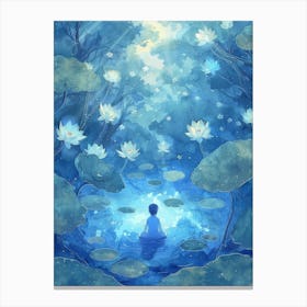 Meditating Man In The Water Canvas Print