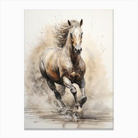A Horse Painting In The Style Of Wash Technique 1 Canvas Print