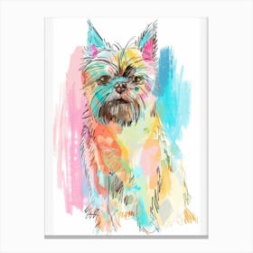 Norfolk Terrier Dog Pastel Line Watercolour Illustration  2 Canvas Print