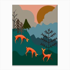 Roe Deer Animal Boho Bohemian Nature Canvas Print