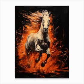 A Horse Painting In The Style Of Palette Negative Painting 2 Canvas Print