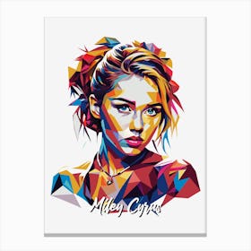 Myley Cyrus 01 Portrait Music Icon Style WPAP Pop Art Canvas Print