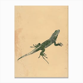 Green Iguana Block Print 2 Canvas Print