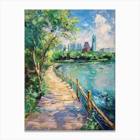 Lady Bird Lake And The Boardwalk Austin Texas Oil Painting 2 Canvas Print