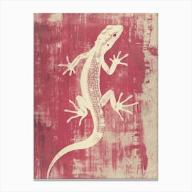 Magenta Golden Gecko Block Print 4 Canvas Print