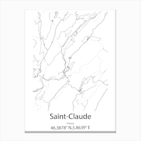 Saint Claude,France Minimalist Map Canvas Print