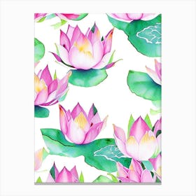 Lotus Flower Repeat Pattern Watercolour 4 Canvas Print