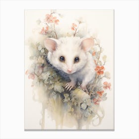 Light Watercolor Painting Of A Curious Possum 3 Canvas Print