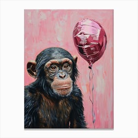 Cute Bonobo 2 With Balloon Canvas Print