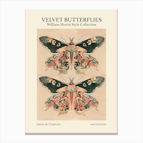 Velvet Butterflies Collection Spring Butterflies William Morris Style 6 Canvas Print