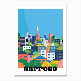 Sapporo Japan 3 Colourful Travel Poster Canvas Print