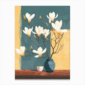 Magnolia Flowers On A Table   Contemporary Illustration 1 Canvas Print
