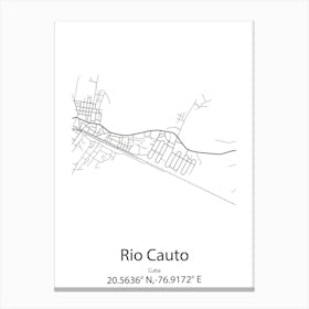 Rio Cauto,Cuba Minimalist Map Canvas Print