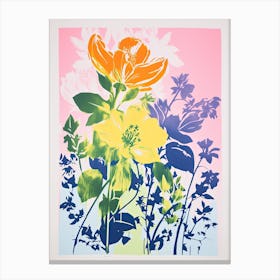 Colourful Flower Still Life Risograph Style 38 Canvas Print