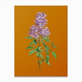 Vintage Persian Lilac Botanical on Sunset Orange Canvas Print