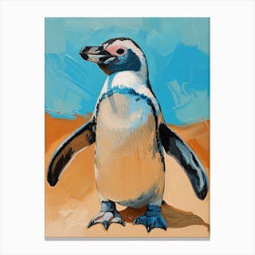 Galapagos Penguin Kangaroo Island Penneshaw Colour Block Painting 1 Canvas Print