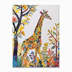 Colourful Giraffe With Patterns 1 Canvas Print