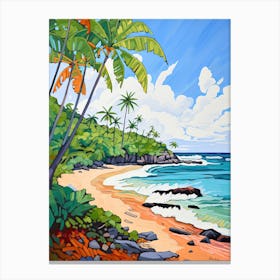 El Yunque Beach, Puerto Rico, Matisse And Rousseau Style 2 Canvas Print