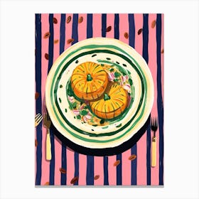 A Plate Of Pumpkins, Autumn Food Illustration Top View 6 Canvas Print