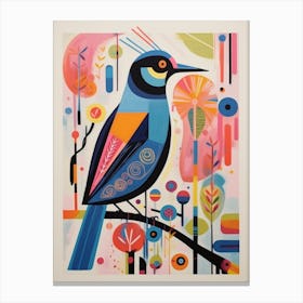 Colourful Scandi Bird Cuckoo 3 Canvas Print