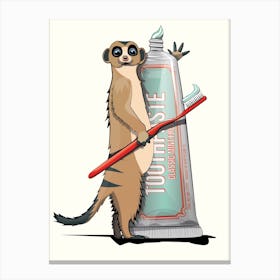 Meerkat Cleaning teeth Canvas Print