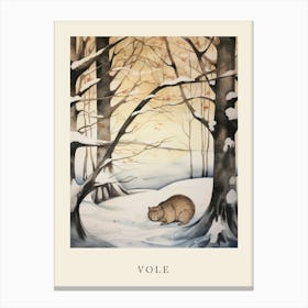 Winter Watercolour Vole Poster Canvas Print