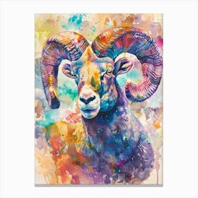 Ram Colourful Watercolour 3 Canvas Print