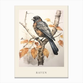 Beatrix Potter Inspired  Animal Watercolour Raven 1 Canvas Print