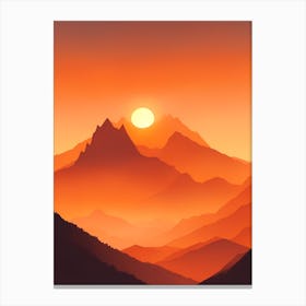 Misty Mountains Vertical Composition In Orange Tone 35 Canvas Print