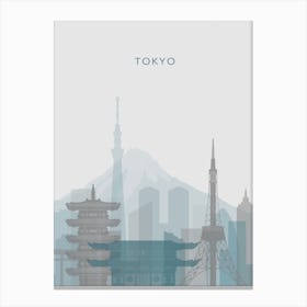 Blue And Grey Tokyo Skyline Canvas Print
