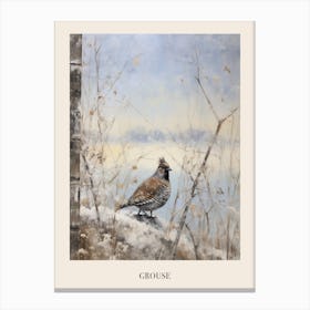 Vintage Winter Animal Painting Poster Grouse 1 Canvas Print