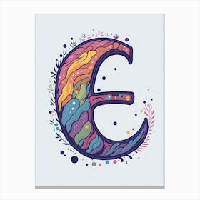 Colorful Letter E Illustration 40 Canvas Print