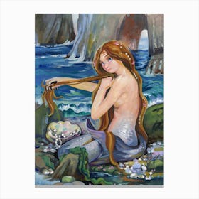 Gouache Illustration A Mermaid Canvas Print
