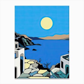 Minimal Design Style Of Santorini, Greece 4 Canvas Print