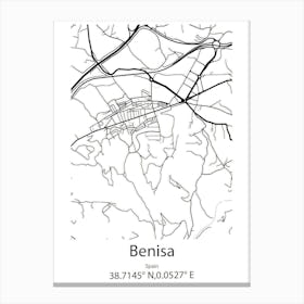 Benisa,Spain Minimalist Map Canvas Print