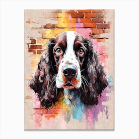 Aesthetic English Springer Spaniel Dog Puppy Brick Wall Graffiti Artwork Canvas Print