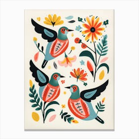 Folk Style Bird Painting Hummingbird 3 Canvas Print