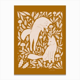 Woodland Foxes Canvas Print