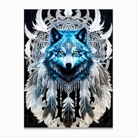 Wolf With Feathers 5 Canvas Print