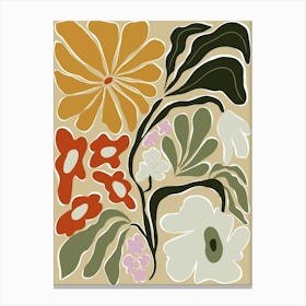 Mid Century Floral Fantasy Canvas Print